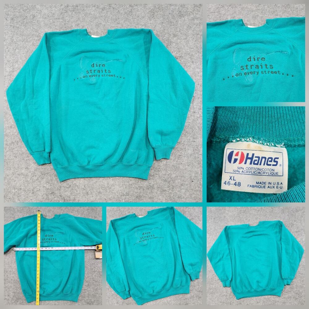 VTG 90s Dire Straits On Every Street Album Promo Music Sweatshirt Mens‎ XL